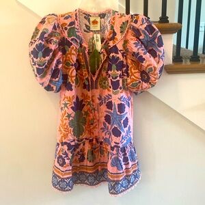 Farm Rio NWT Seashell Tapestry Pink Mini Dress. XS